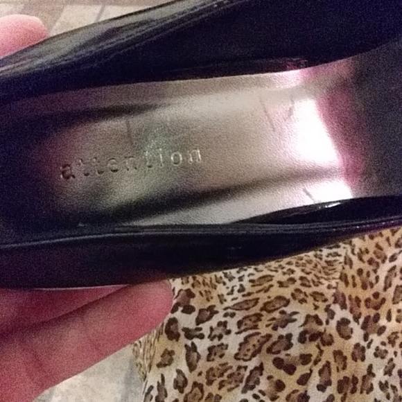 Black Attention brand patent leather 5 inch heels. - Picture 3 of 4